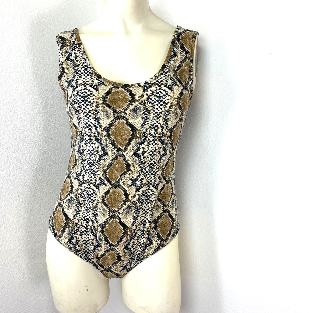 Orange Kiss Snake Print Bodysuit Tank Top Med Whimsy Goth Sexy Coquette Punk
